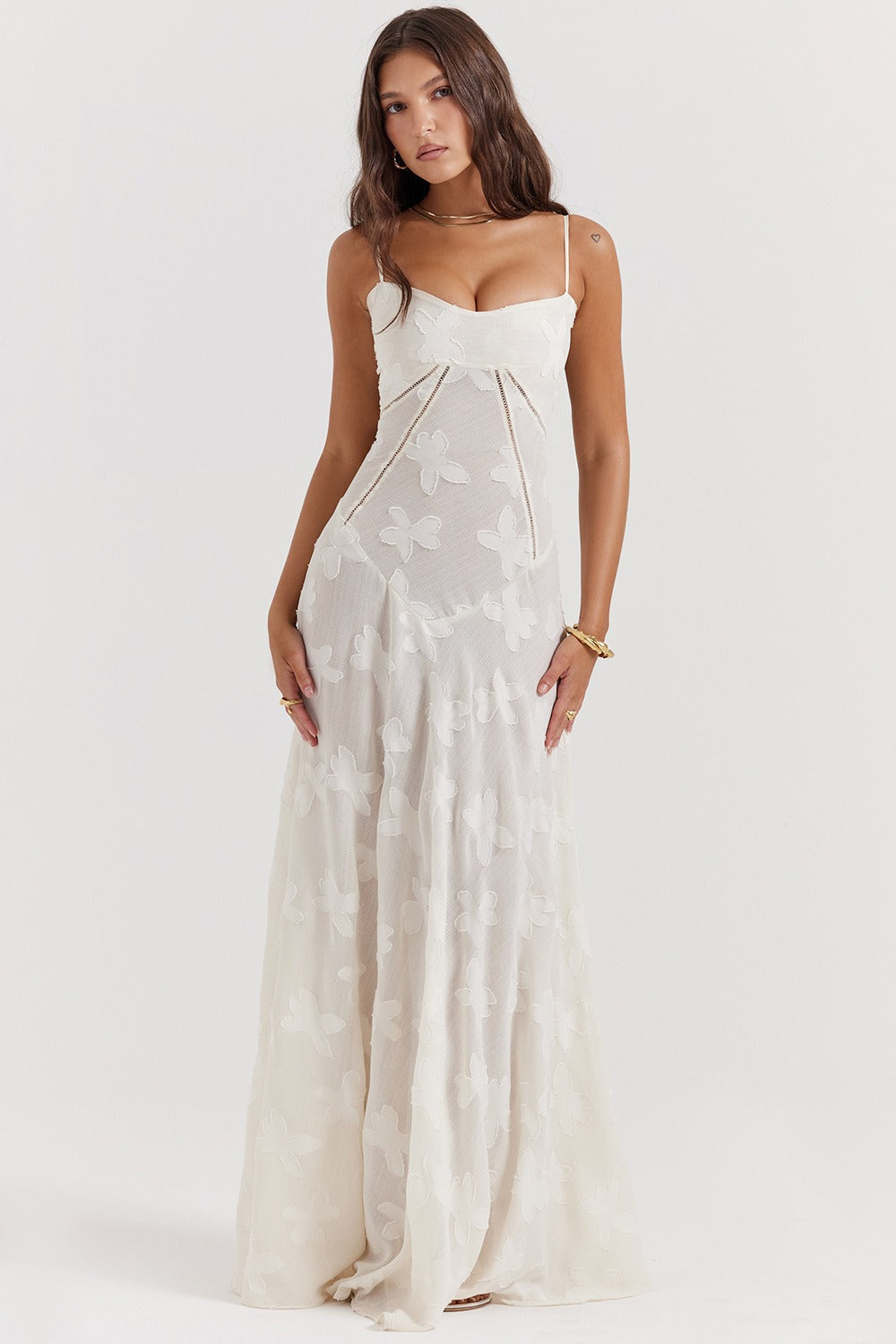 Lace Tie - Strap Romantic Maxi Dress