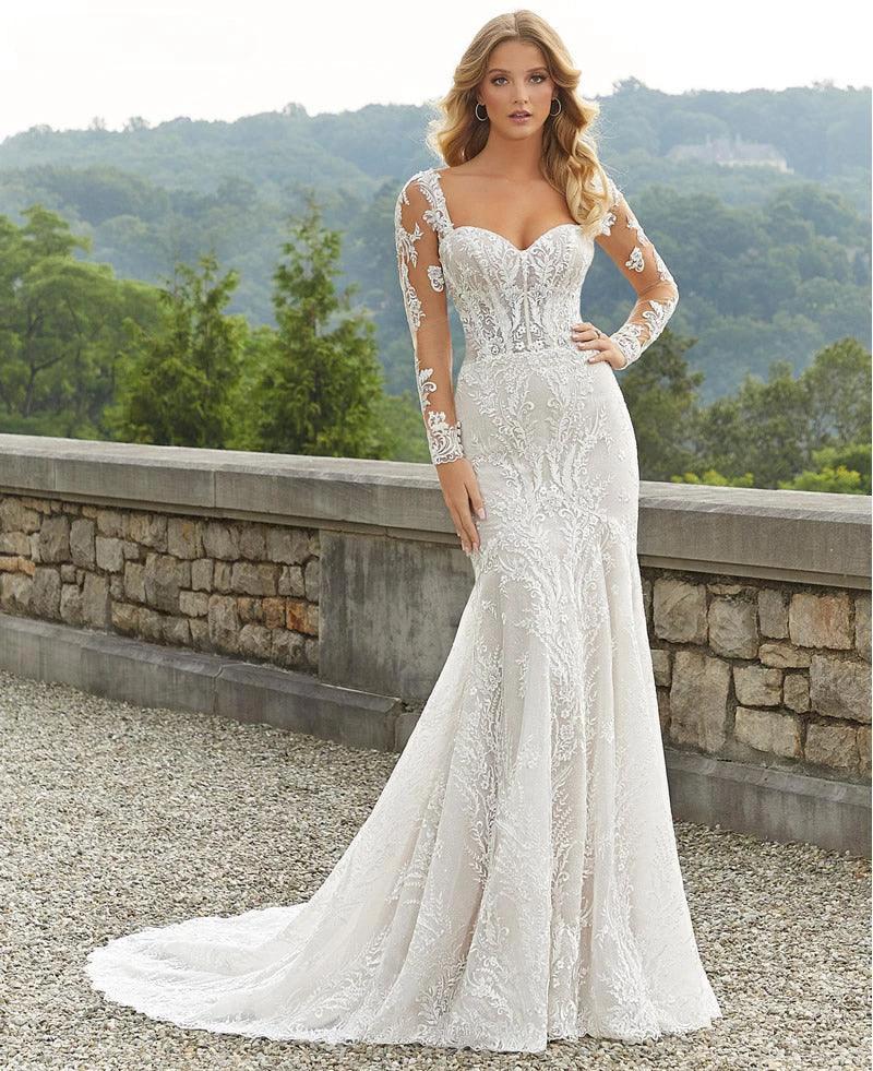 Wedding Dress Mermaid Lace Sweetheart Neckline With Detachable Full Sleeves Custom Made Plus Sizes Vestidos De Novia (ZD13531)