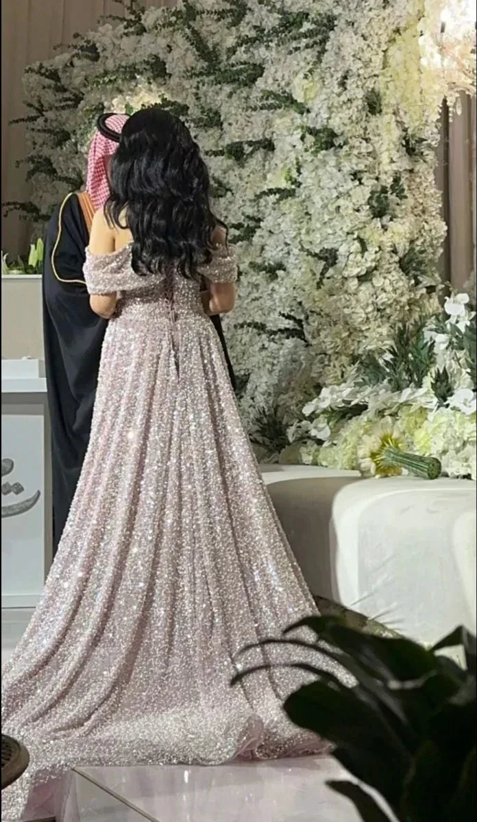Beautiful Off The Shoulder Wedding Dress Sequin Mermaid Prom Evening Dress (ZD13723)