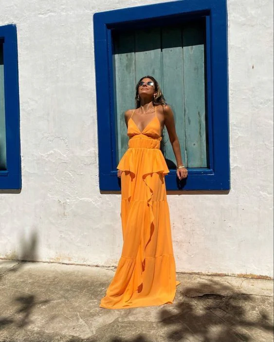 Sexy V Neck Long A Line Prom Dress Party Evening Gown