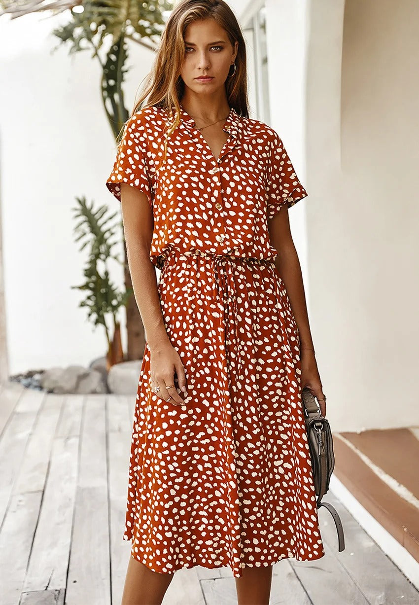 Federica Premium Midi Dress with Short Sleeves Statement Occasion Edit