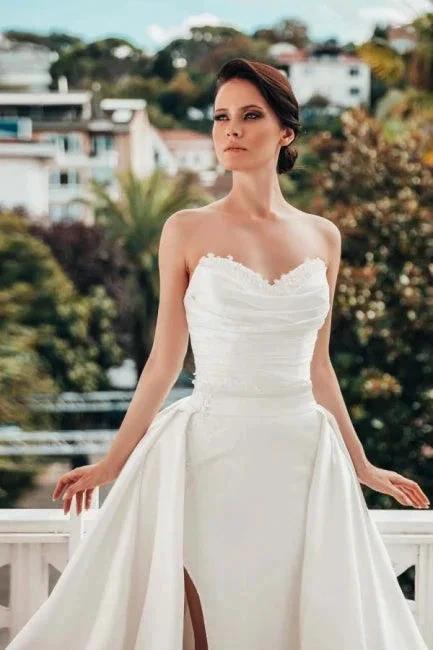 Designer A-line Satin Sleeveless Wedding Dresses With Lace (ZD14496)