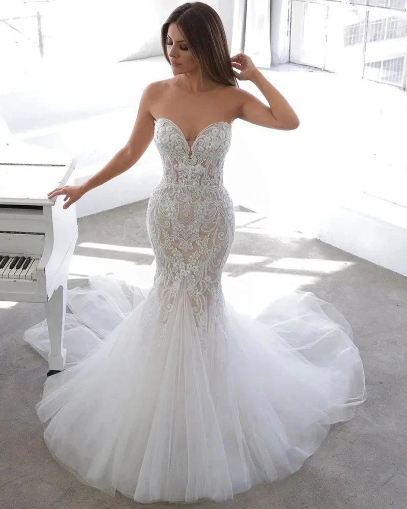 Designer Summer style Sweetheart Mermaid Lace Wedding Dress (ZD13812)