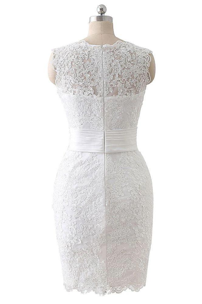Detachable Skirt Sheath Scoop Lace Wedding Dresses (ZD13943)