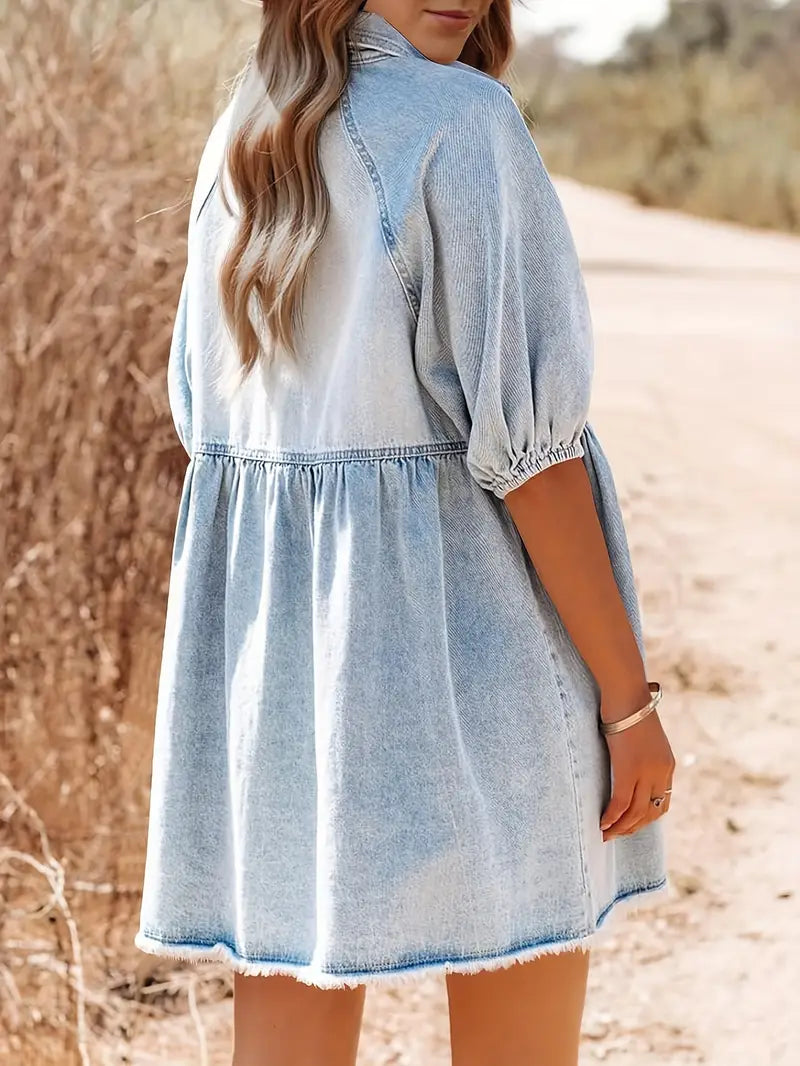 Alessia Aesthetic Mini Dress Made of Cotton Denim Designer Edit