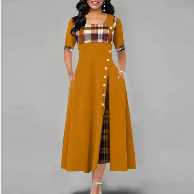 Marisa Aesthetic Long Checked Dress Everyday Luxe Edit