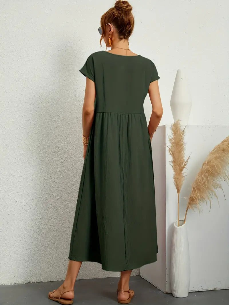 Cecilia Aesthetic Premium Linen Pocket Dress Wardrobe Essential