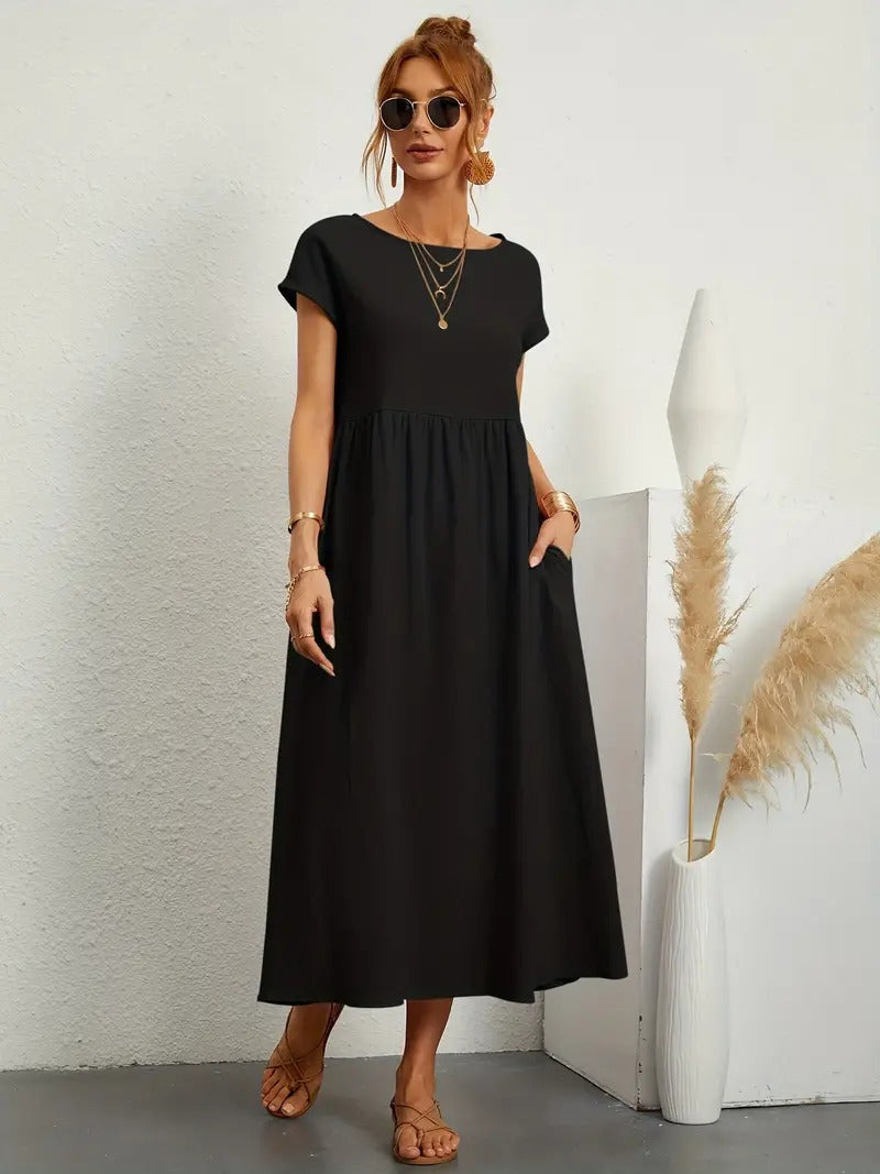 Cecilia Aesthetic Premium Linen Pocket Dress Wardrobe Essential