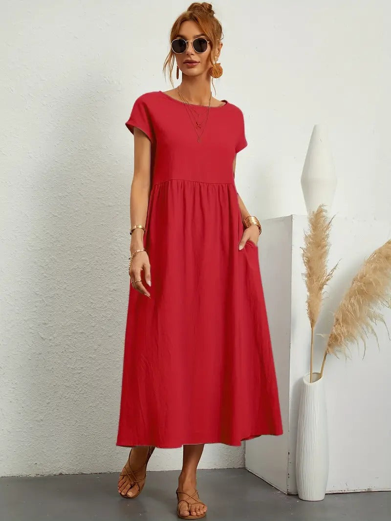 Cecilia Aesthetic Premium Linen Pocket Dress Wardrobe Essential