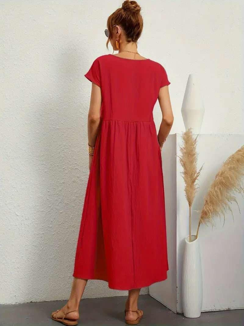 Cecilia Aesthetic Premium Linen Pocket Dress Wardrobe Essential