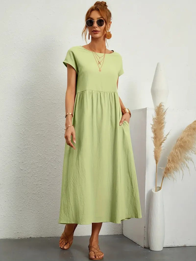 Cecilia Aesthetic Premium Linen Pocket Dress Wardrobe Essential