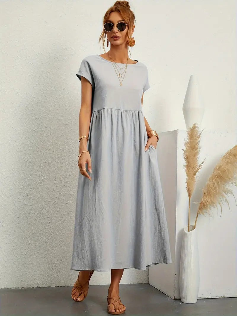 Cecilia Aesthetic Premium Linen Pocket Dress Wardrobe Essential
