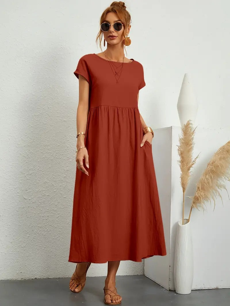 Cecilia Aesthetic Premium Linen Pocket Dress Wardrobe Essential