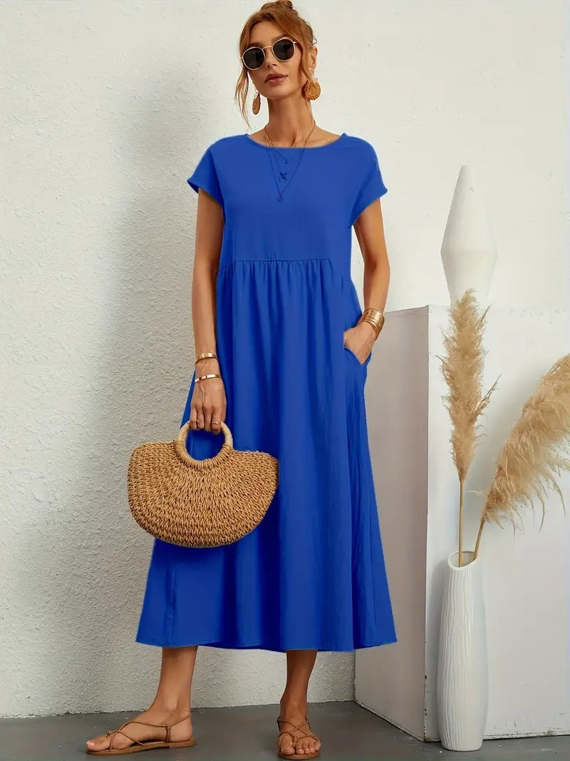 Cecilia Aesthetic Premium Linen Pocket Dress Wardrobe Essential