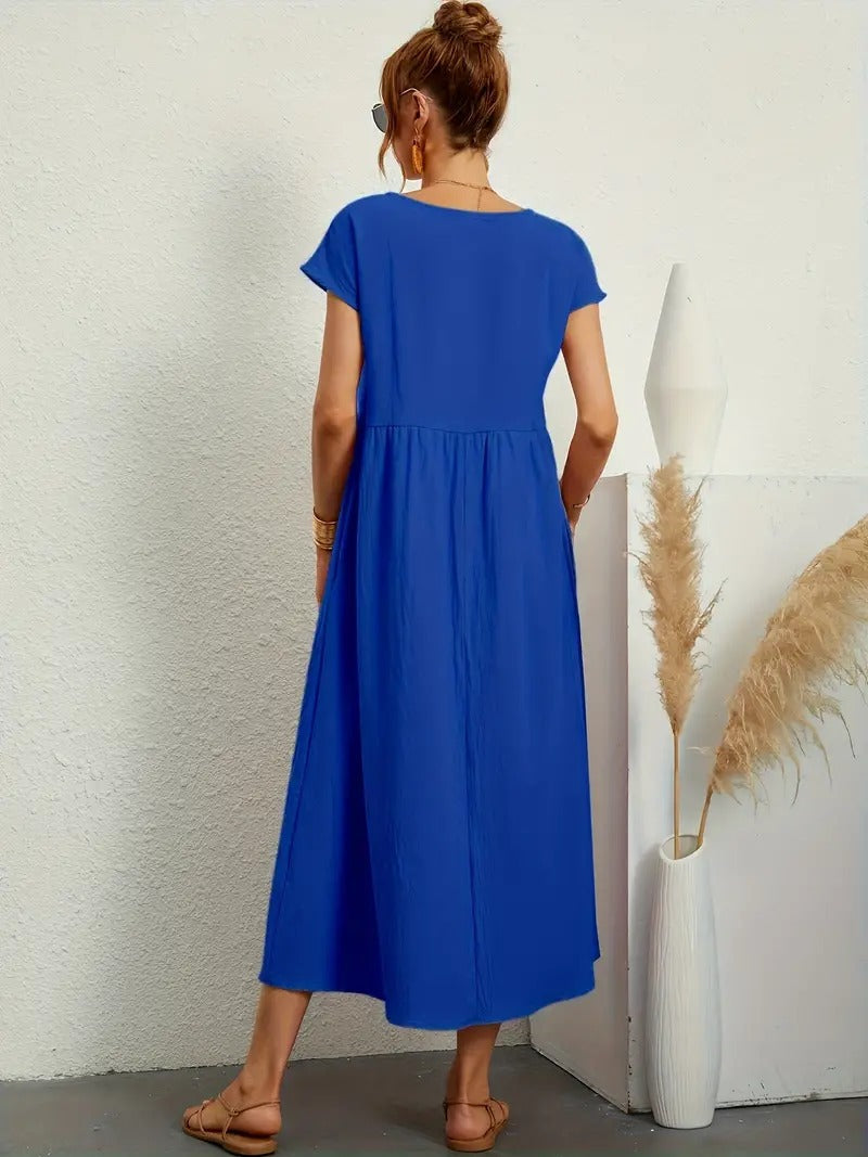 Cecilia Aesthetic Premium Linen Pocket Dress Wardrobe Essential