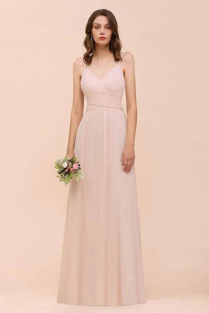 Dusty Pink Sleeveless A-line Wedding Guest Dress Beach Bridesmaid Dress (ZD13020)