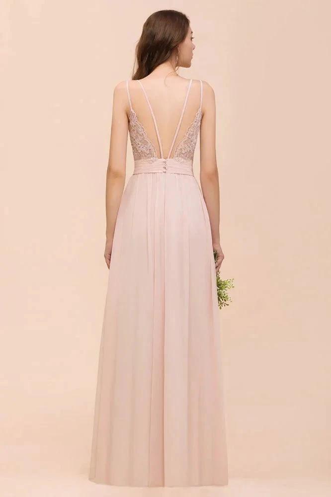 Dusty Pink Sleeveless A-line Wedding Guest Dress Beach Bridesmaid Dress (ZD13020)