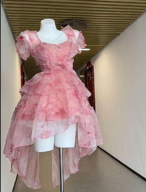 Sweet Pink Tulle Layered Homecoming Dress Cute Short Prom Dress