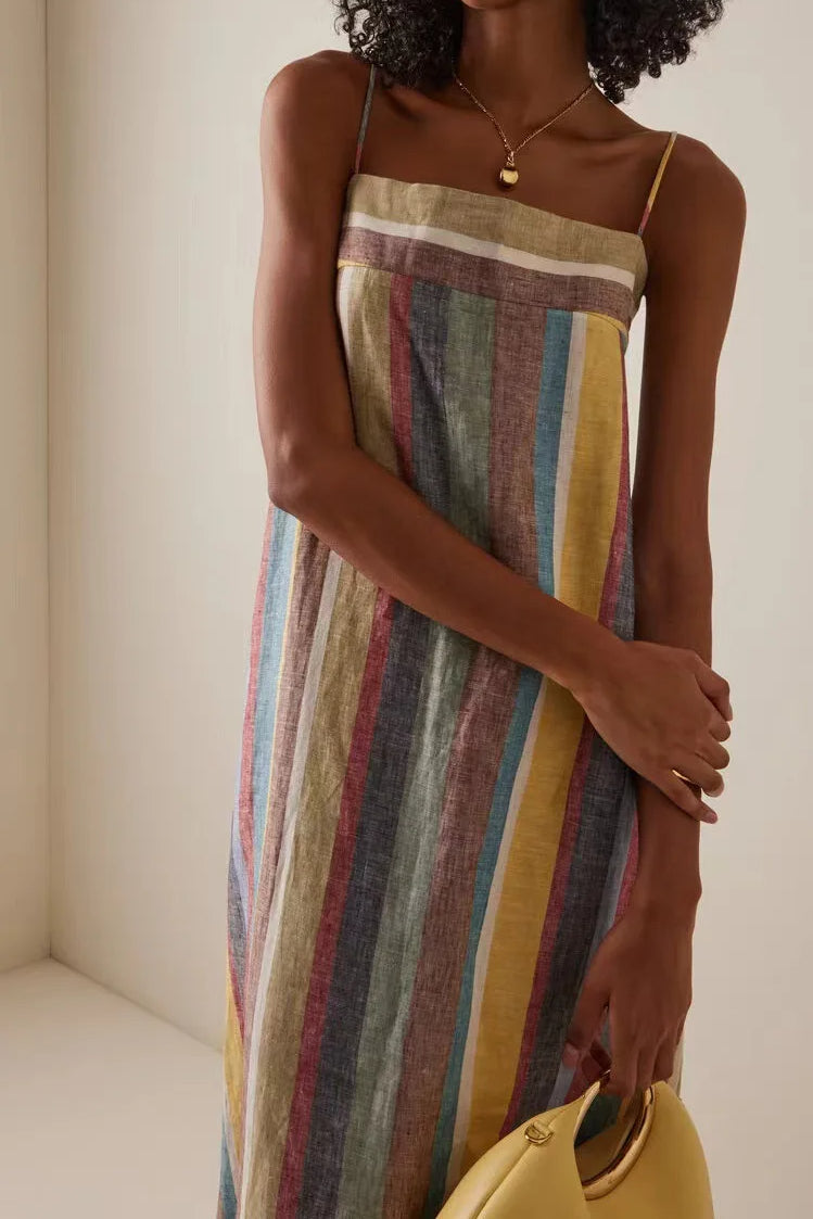 Striped Printed Strap Dress with Modern Everyday Styling