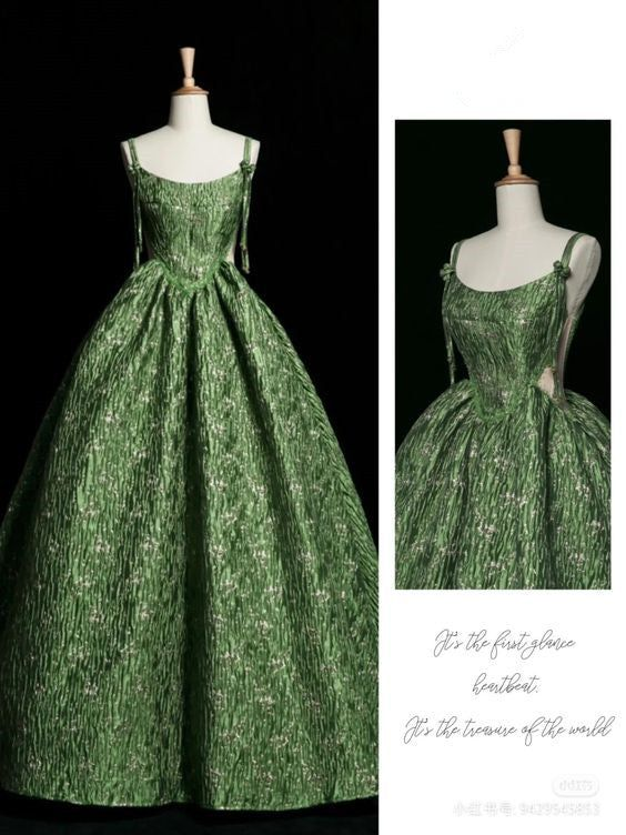 Beautiful Ball Gown Unique Green Long Prom Dress A Line Evening Dress - View 7 | VelvetHem