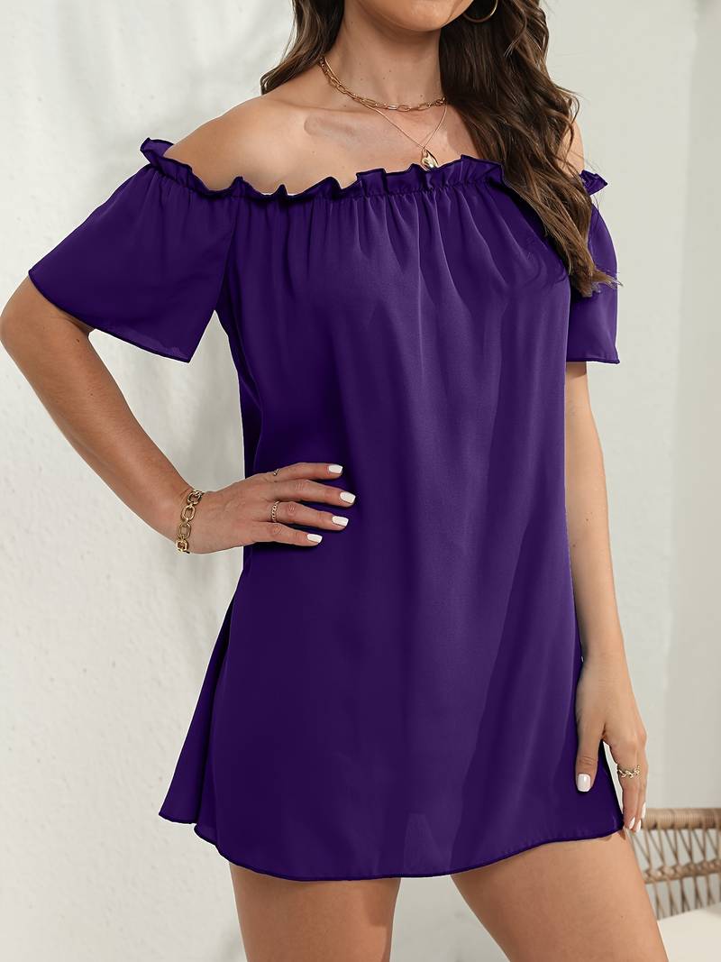 Hayden Exclusive Off the Shoulder Short Sleeved Mini Dress Premium Wardrobe Essential