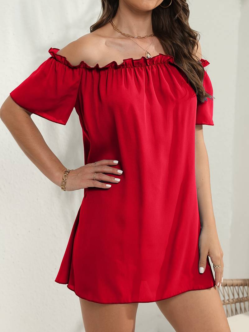 Hayden Exclusive Off the Shoulder Short Sleeved Mini Dress Premium Wardrobe Essential