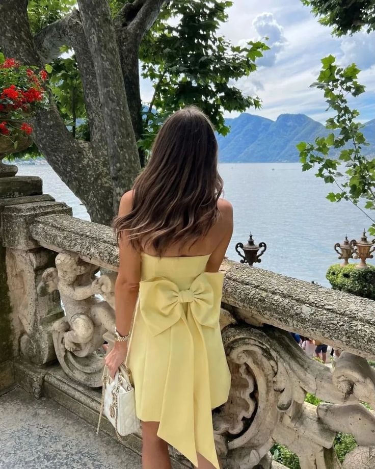 yellow short evening dress short homecoming gowns fg6848 - View 2 | VelvetHem