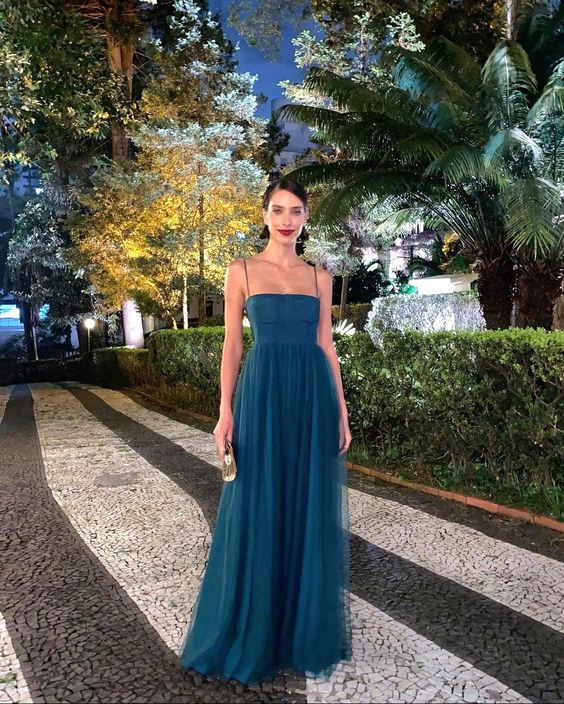 Simple Spaghetti Straps New Tulle Evening Prom Dresses fg6828 - View 2 | VelvetHem