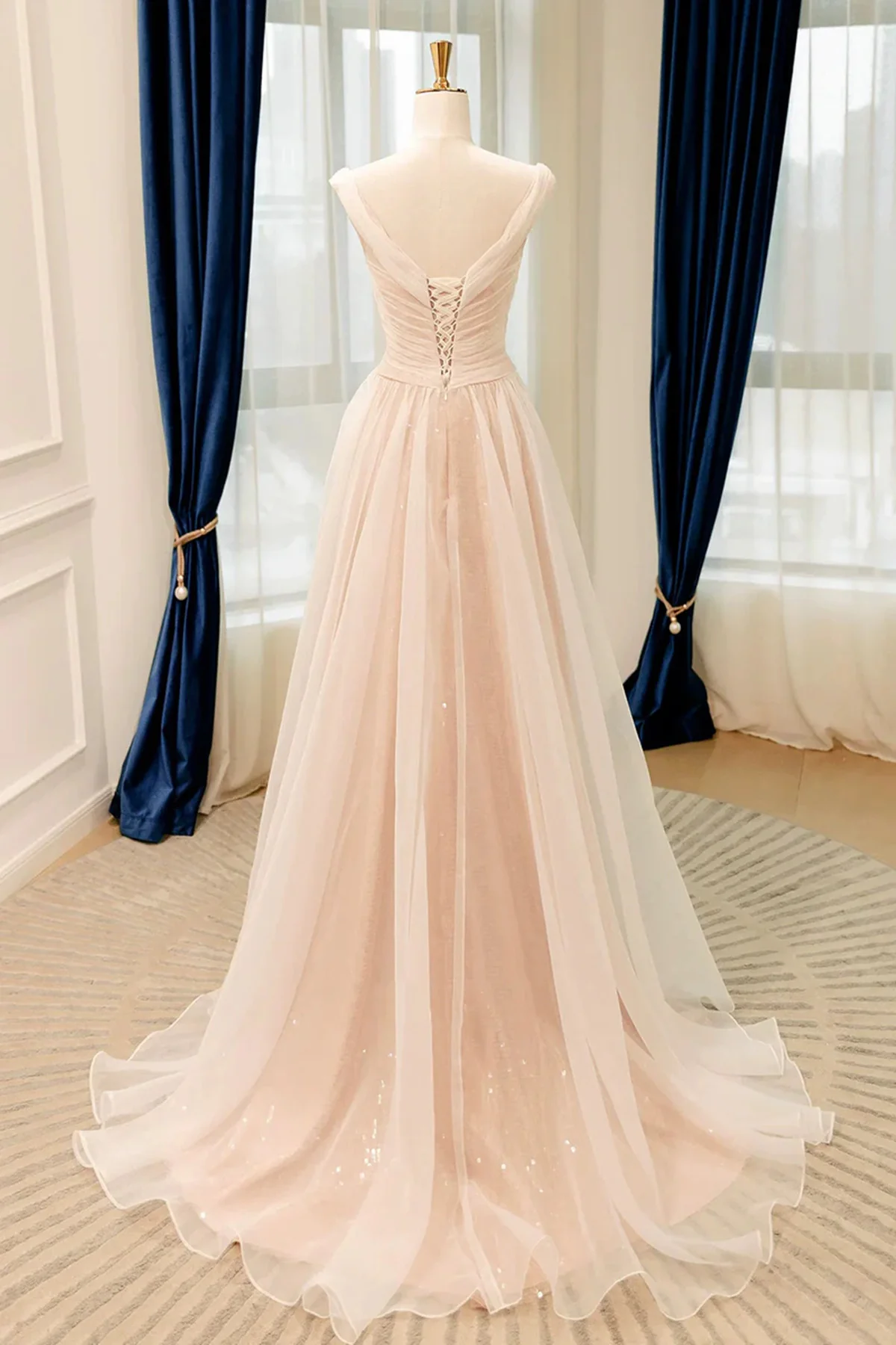 Light Champagne A-line Chiffon Prom Dress Party Dress, Simple Chiffon Wedding Party Dress - View 4 | VelvetHem