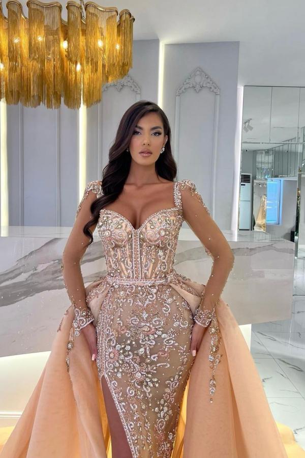 Straps Sweetheart Mermaid Evening Dress Overskirt With Lace
