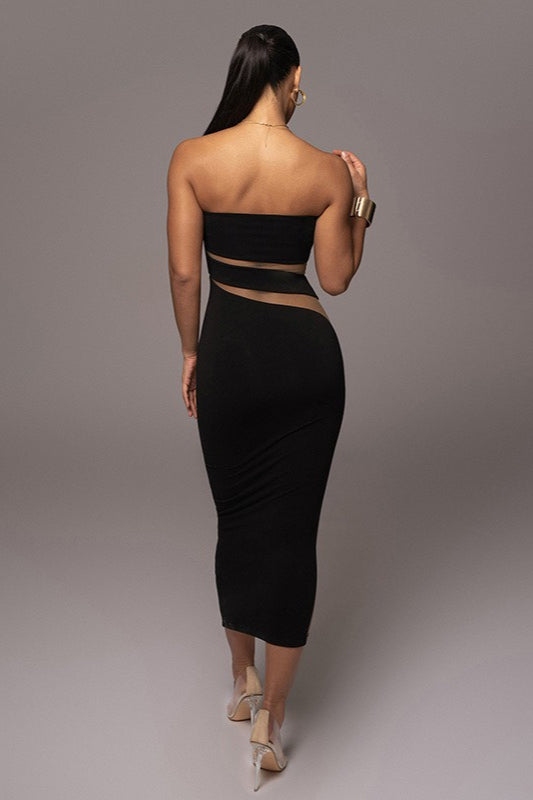 Strapless Cutout Bodycon Midi Dress