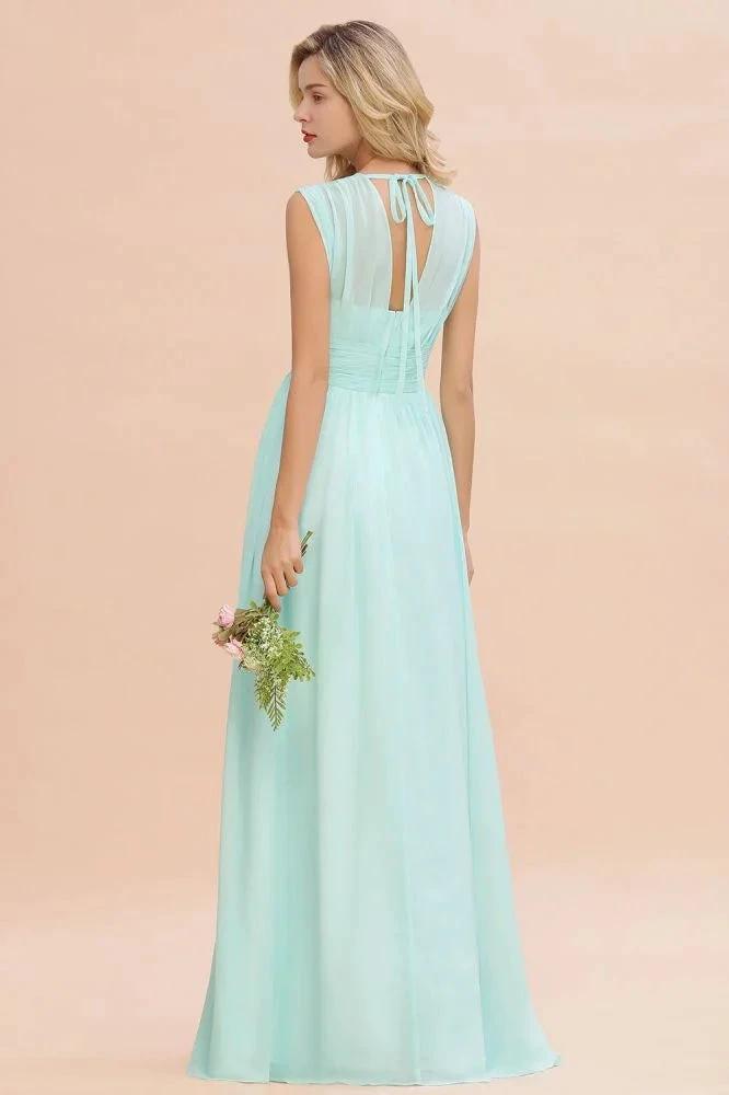 Elegant Chiffon V-Neck Sleeveless Floor-Length A-line Bridesmaid Dress with Ruffles (ZD13127)