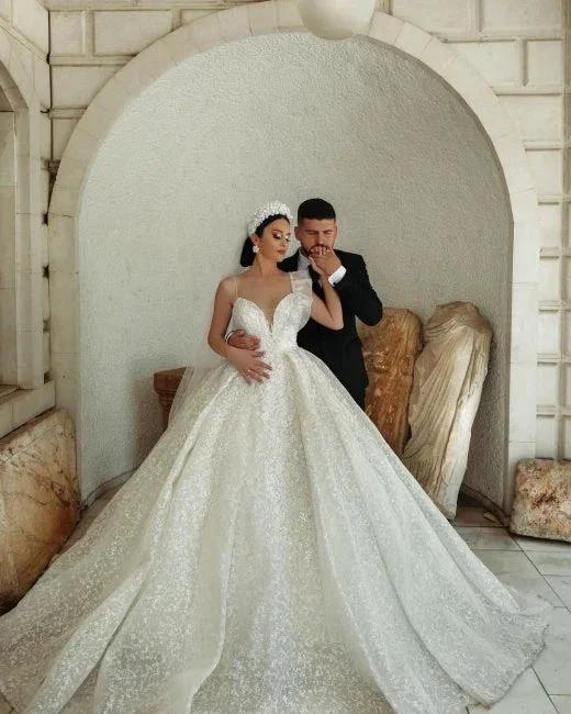 Elegant Designer Beautiful Cream Wedding Dresses A-Line with Lace (ZD14707)
