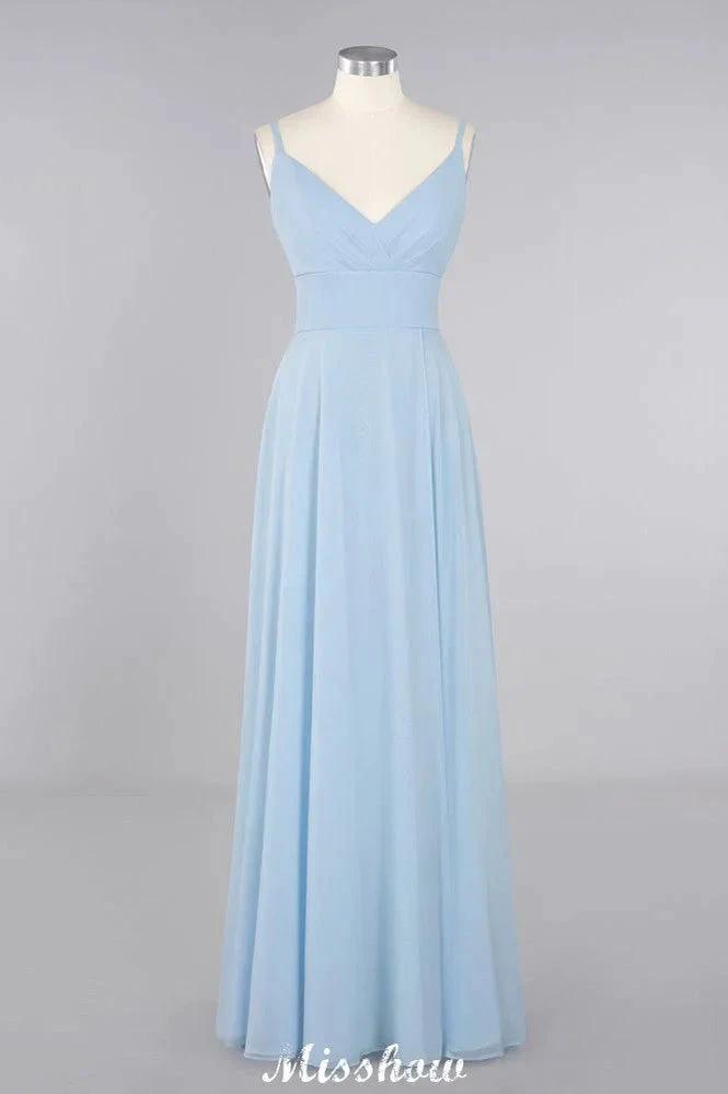 Elegant Front Split Bridesmaid Dress Garden Spaghetti Straps V-neck Floor Length Dress (ZD12893)