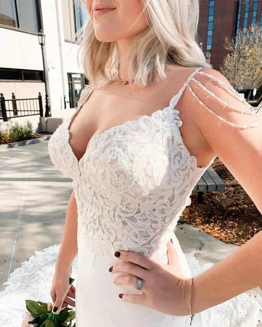 Elegant Simple Mermaid Wedding Dresses with Lace (ZD16573)