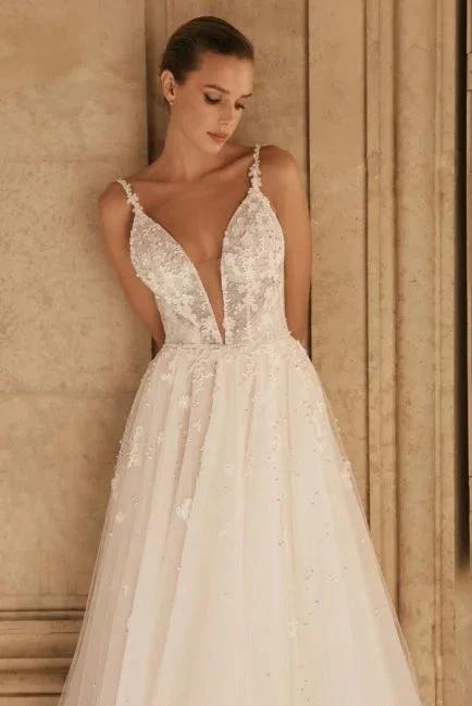 Elegant spaghetti straps sleeveless a-line lace Wedding Dresses (ZD14861)