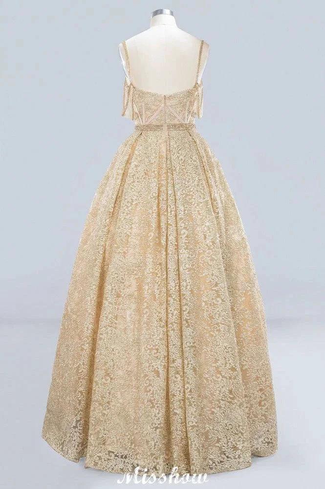 Elegant Tulle Lace Ball Gown Shaghetti Sweetheart Sleevless Wedding Dress (ZD13992)