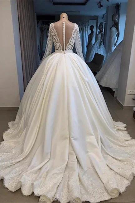 Elegant wedding dress with sleeves Princess wedding dress white (ZD13782)