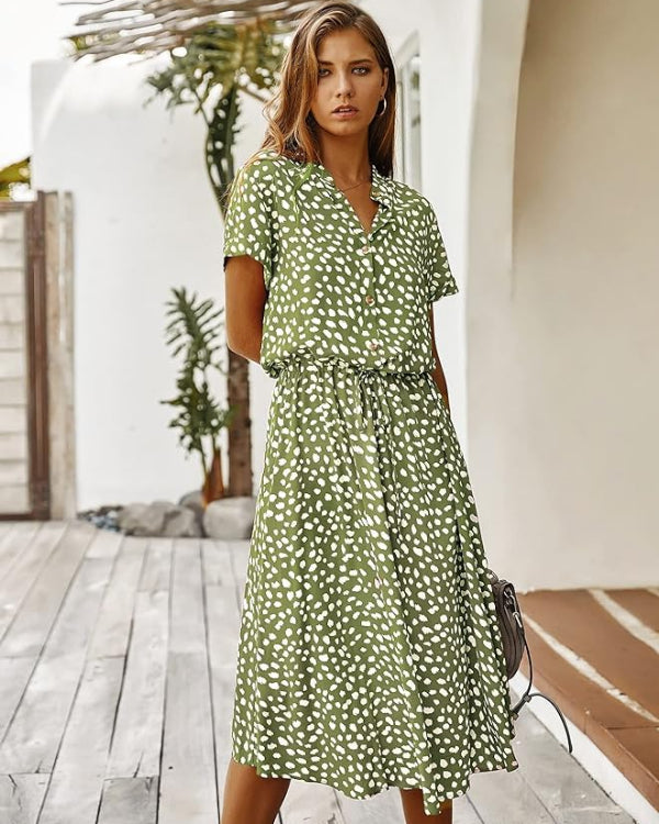 Juana Premium Vintage Midi Dress for Women for Summer Chic Silhouette Collection