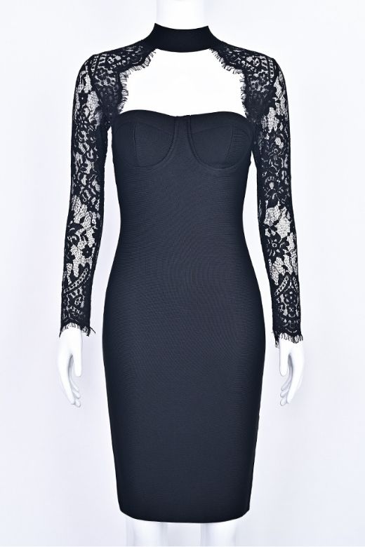 Elia Long Sleeve Bandage Dress - Classic Black