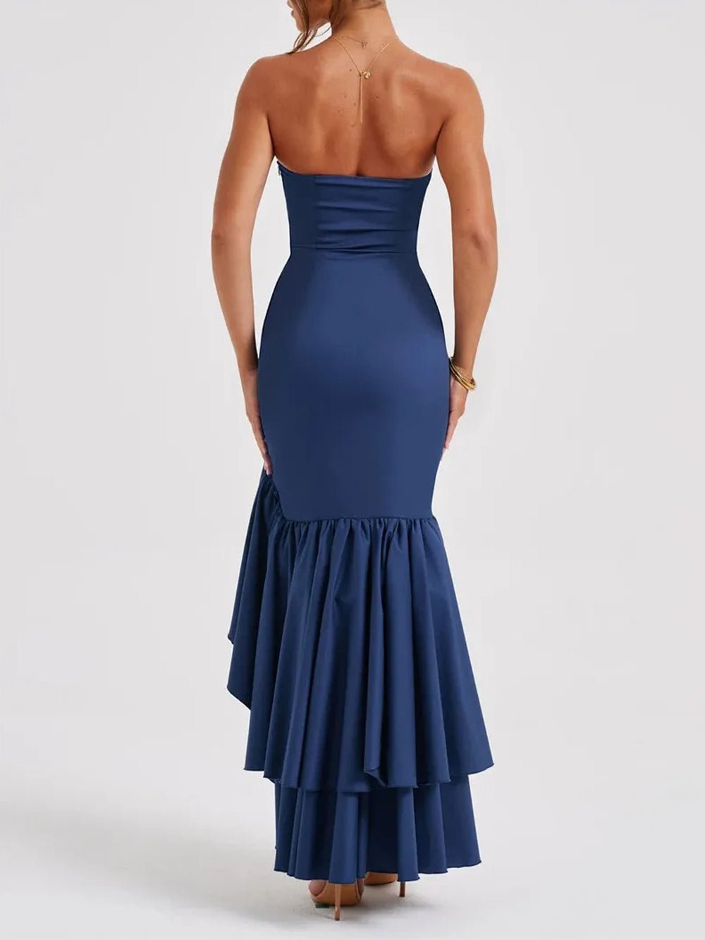 Eliza Strapless Split Ruffle Maxi Dress