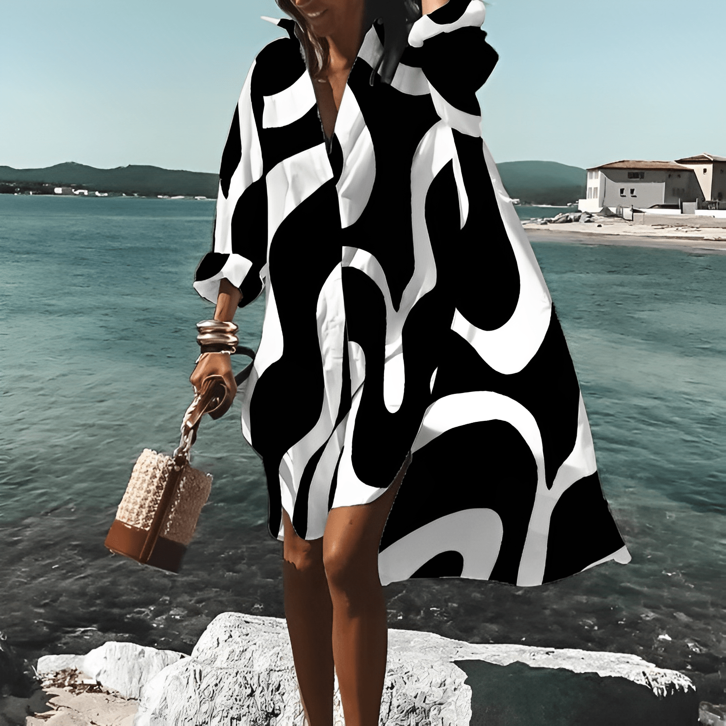 Juana Statement Loose Summer Shirt Dress Boutique Collection