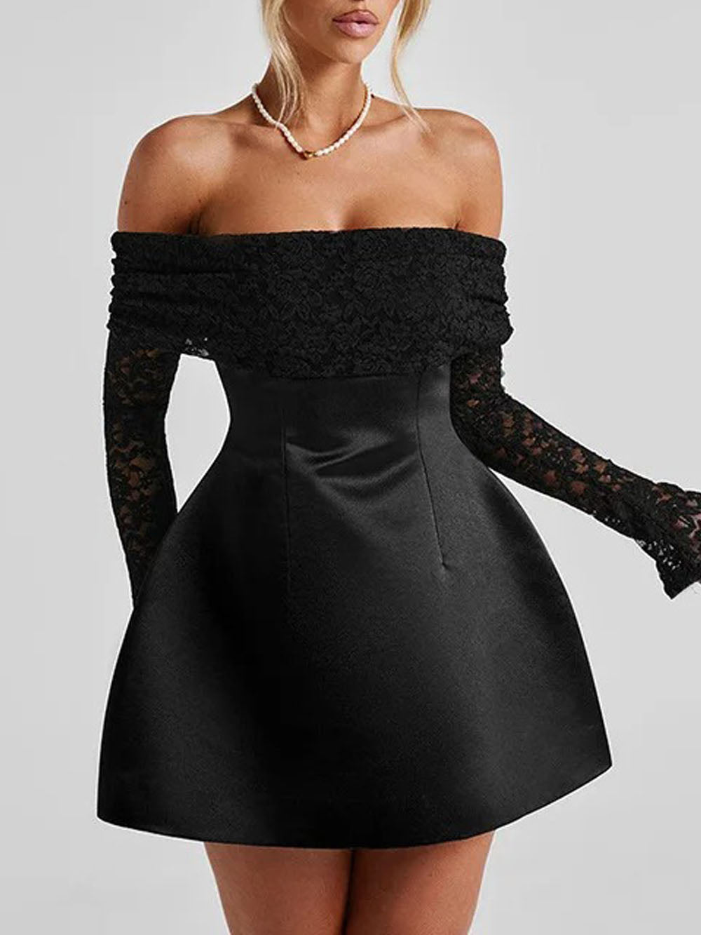 Elodie Off Shoulder Lace Mini Dress - Fashion Pov