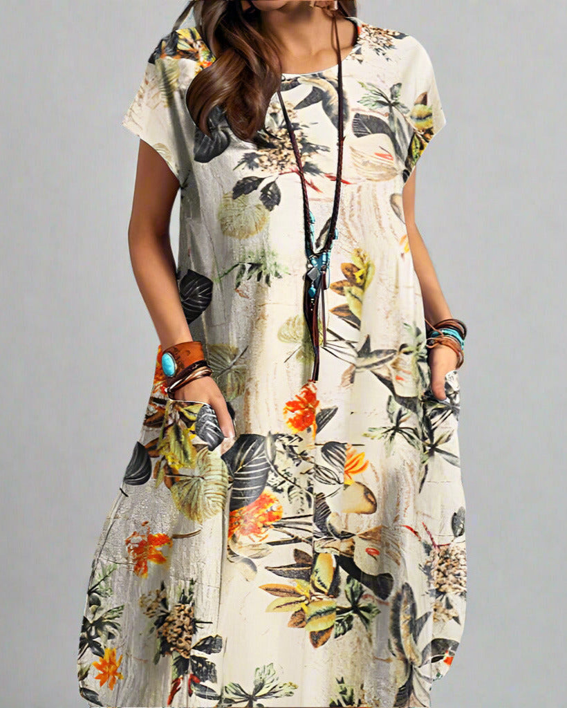 Helena Comfortable Retro Floral Vintage Dress for Women Casual Daywear