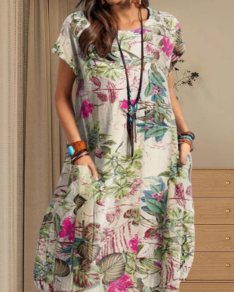 Helena Comfortable Retro Floral Vintage Dress for Women Casual Daywear
