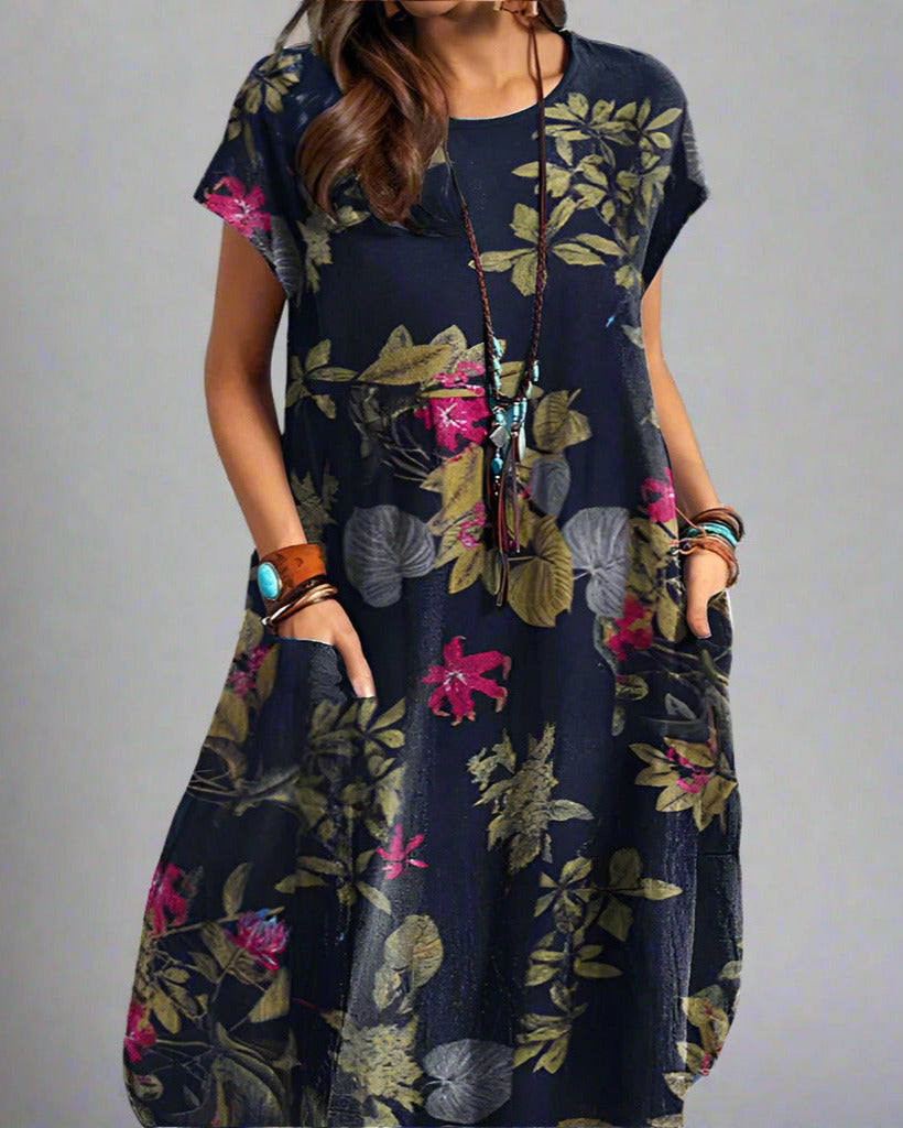 Helena Comfortable Retro Floral Vintage Dress for Women Casual Daywear