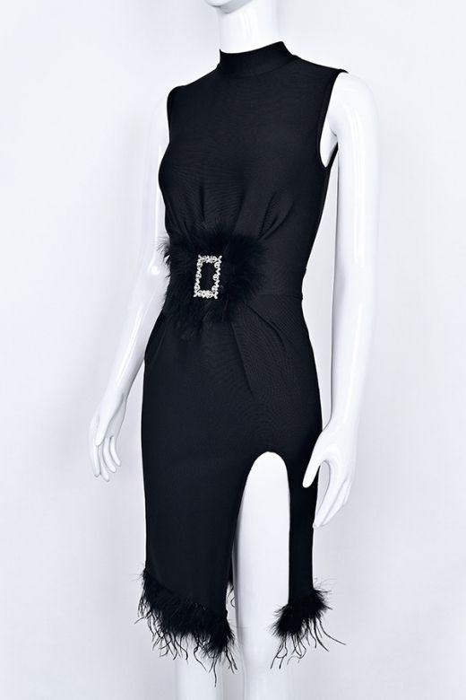 Erin High Neck Bandage Dress -  Classic Black