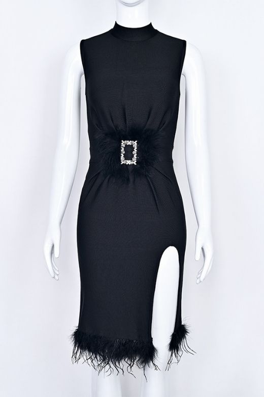 Erin High Neck Bandage Dress -  Classic Black