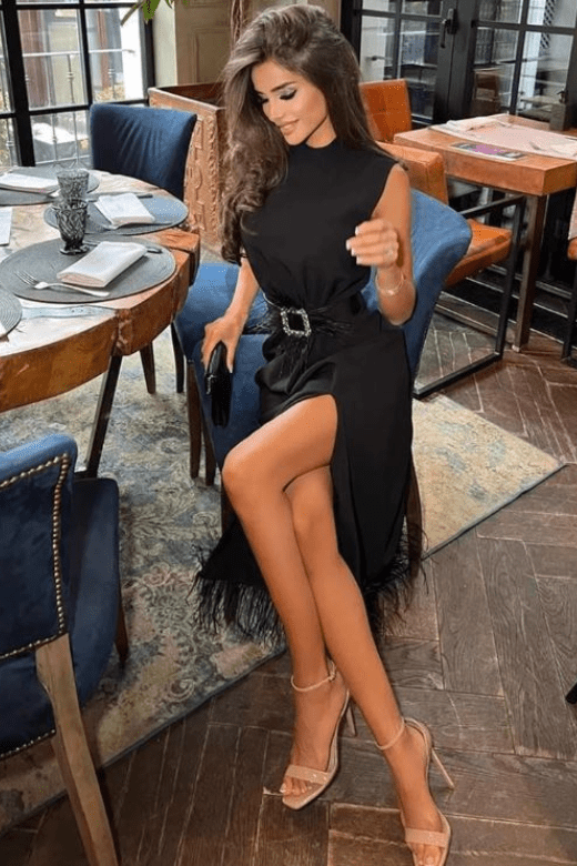 Erin High Neck Bandage Dress -  Classic Black