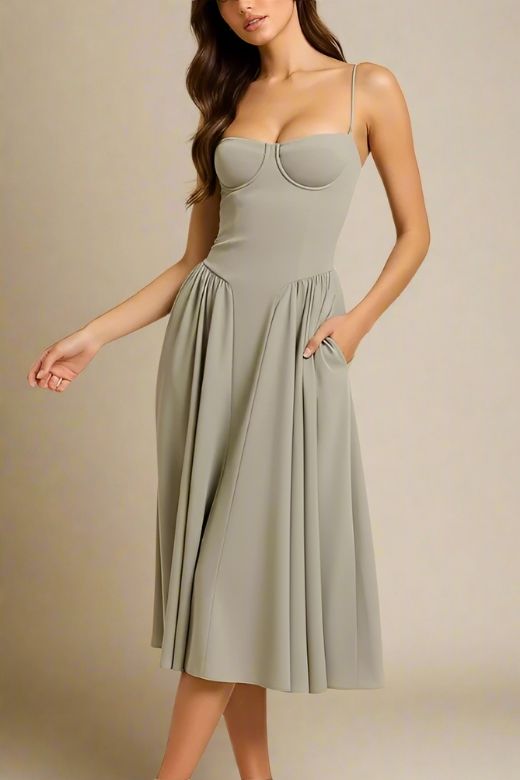 Everly Midi Dress - Sage Green